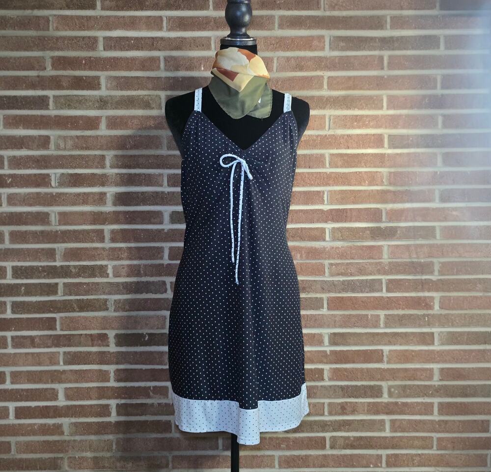 Gilligan & O'Malley Vintage 2010 Black White Polka Dot Babydoll Slip Nightgown